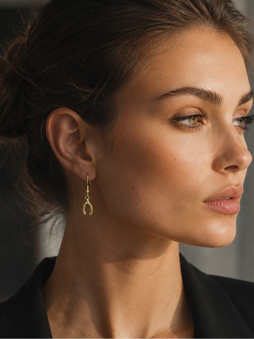 Gold-Tone Wishbone Drop Earring